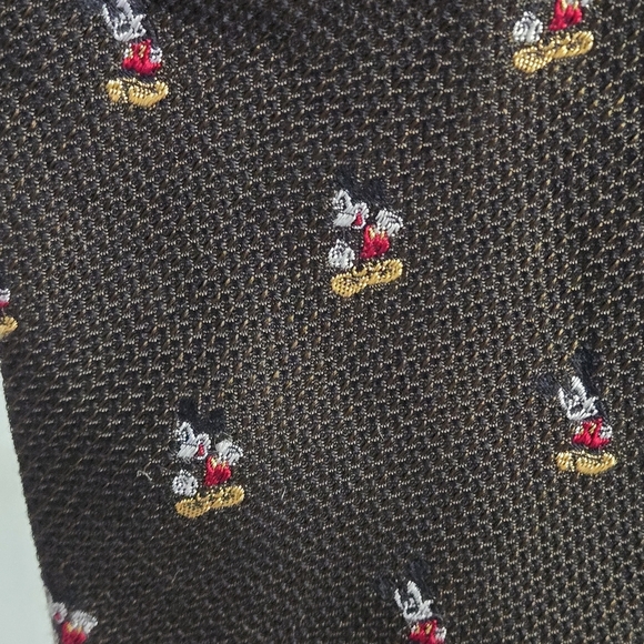Disney Mickey Mouse Elegant Green 💯 Silk Patterned Mens Tie - Picture 9 of 10